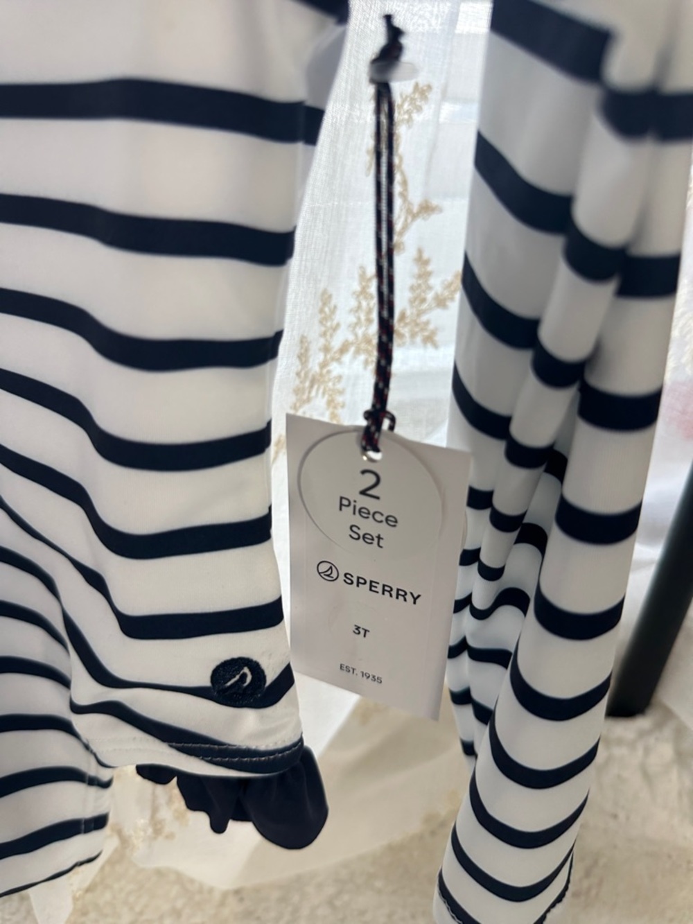 Sperry 2-piece nautical-themed rash guard one piece with matching glasses - Picture 2 of 4